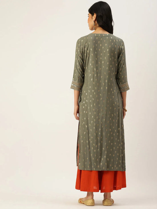 Women's Grey Printed Straight Kurta-GW-2724-Grey