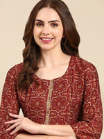 Women's Maroon Printed Kurta Set-SKC-1029-Maroon