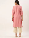 Women's Pink Solid Straight Kurta-DF-1201-Pink