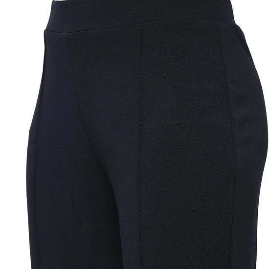 Smarty Pants Women's Ployester Lycra Bell Bottom Navy Blue Formal Trouser-SMPT-904D-S