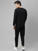 Rigo Black Text Print Tracksuit-TRKSET1003-M