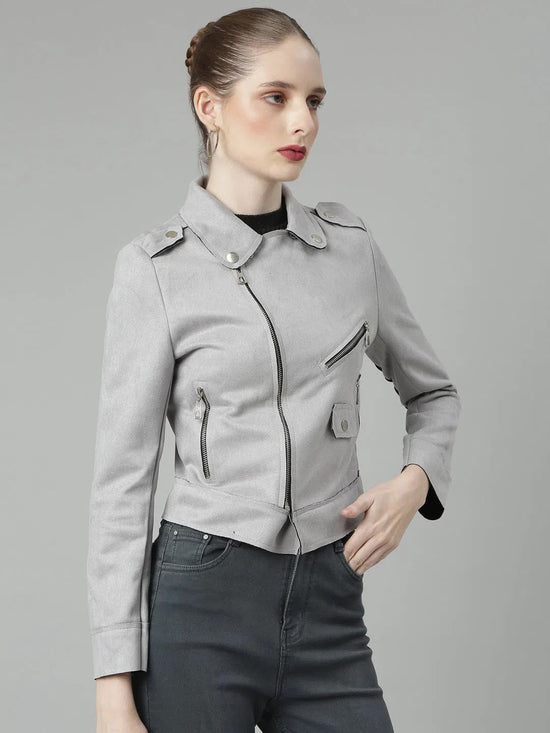 Women Grey Solid Tailored Jacket-CHN-953-Grey