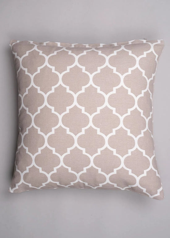 Reverse Trellis 100% cotton geometric cushion cover for sofa - Walnut grey-230455075