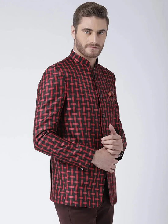 Hangup Men Standard Checkered Men Formalwear-F3_5B_Blazer