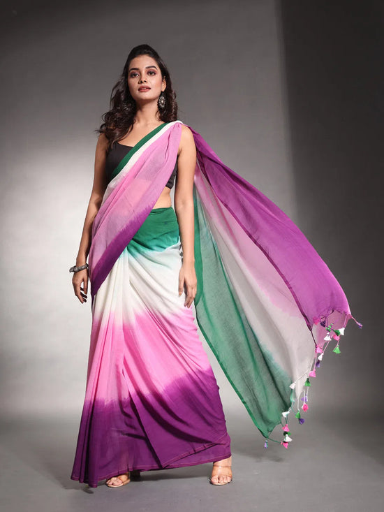 Multicolor Pure Cotton Tie & Dye Saree-MA54CT33830119