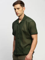 Men Green Solid Shirt-JOUSKA-1729-Olive