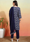 Navyaa Women's Crepe Printed Straight Kurta Pant With Dupatta-Me105_nvyblu-crp_kpd