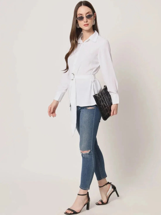 White Shirt with Belt Detail