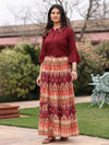 Women Solid Liva Rayon Rust Shirt With Multi Color Skirt Co-Ord Set-S4561RUSTMULTI