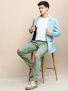 Men Green Solid Casual Blazers-AR-47-Seagreen