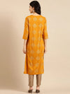 Women's Yellow Printed Straight Kurta-GW-1507-Mustard