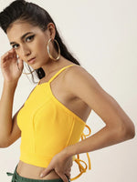 Veni Vidi Vici Yellow Tie Back Top