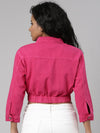 Women Fuchsia Solid Denim Jacket-GZ-5580-Fuchsia