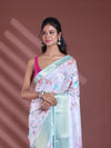 Steel Grey Floral Print Silk Soft Saree With Zari Border-MA60BSL01770008