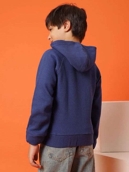 Tales & Stories Boys Royal Blue Lycra Solid Sweatshirt