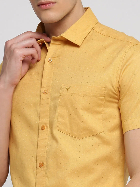 Men Yellow Spread Collar Micro Ditsy Shirt-ONISM-2053-Yellow