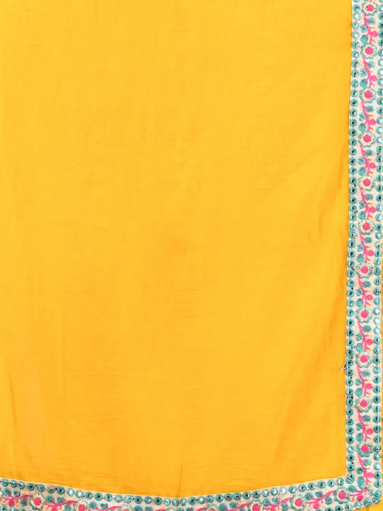 Yellow Mul Cotton Soft Saree With Embroidered Borders-MA62MCT33990004