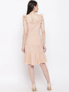 Shoulder strap frill dress in Skin