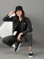 Women's Grey Solid Open Front Jacket-GZ-5534-Grey