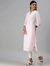 Women's Pink Embroidered Straight Kurta-SKC3208-Pink