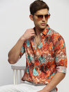 Men Orange Printed Shirt-PRISM-1692-Orange