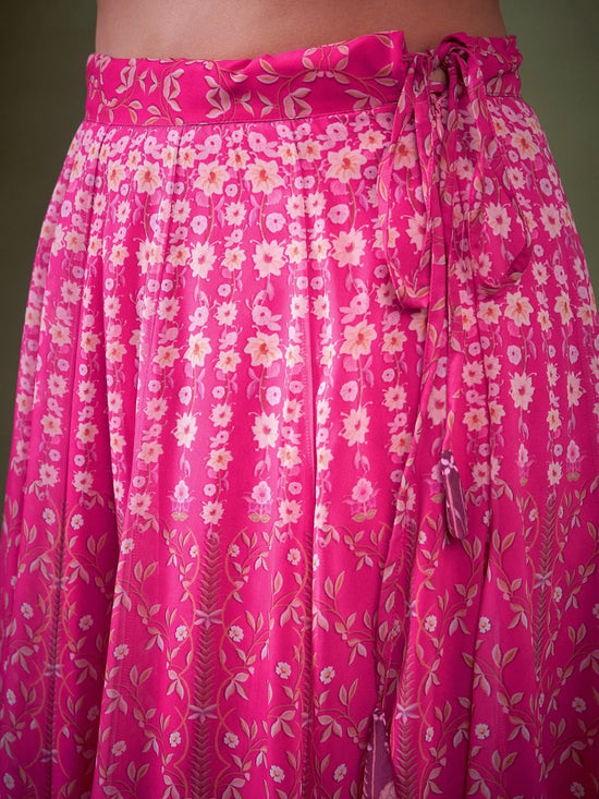 Women Pink Floral Anarkali Skirt-SHSKR30426XS