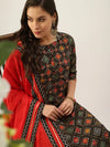 Women's Black Printed Kurta Sets-GW-2681-Black