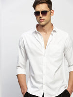 Men White Solid Shirt-RAYMONDSDOBBY-265-White