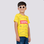 Mimino Boys Printed Pure Cotton T Shirt (Yellow, Pack of 1)