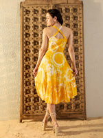 Strappy Layered Midi Dress in Yellow Tie & Dye-TP0479TD6