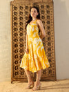 Strappy Layered Midi Dress in Yellow Tie & Dye-TP0479TD6