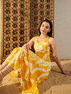 Strappy Layered Midi Dress in Yellow Tie & Dye-TP0479TD6