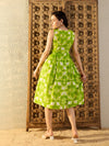 Over lap neck Midi Dress in Lime Green Tie & Dye-TP0457TD11