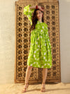 Bell Sleeve Midi Dress in Lime Green Tie & Dye-TP0339TD11