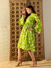 Bell Sleeve Midi Dress in Lime Green Tie & Dye-TP0339TD11