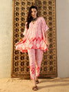 Anti Fit Kaftan with Pants in Peach Tie & Dye-TP0540TD22