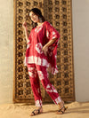 Anti Fit Kaftan with Pants in Maroon Tie & Dye-TP0540TD13