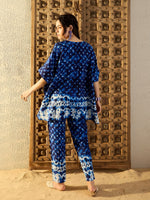 Anti Fit Kaftan with Pants in Blue Tie & Dye-TP0540TD2