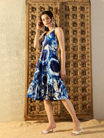 Strappy Layered Midi Dress in Blue Tie & Dye-TP0479TD7