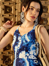 Strappy Layered Midi Dress in Blue Tie & Dye-TP0479TD7