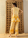 One button front open Top with Pants in Yellow Tie & Dye-TP0548TD23