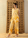 One button front open Top with Pants in Yellow Tie & Dye-TP0548TD23