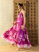 Strappy Layered Maxi Dress in Magenta Tie & Dye-TP0459TD16