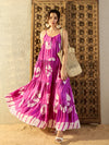 Strappy Layered Maxi Dress in Magenta Tie & Dye-TP0459TD16