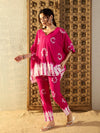 Anti Fit Kaftan with Pants in Pink Tie & Dye-TP0540TD17