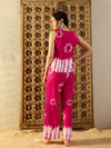 Rounded waist coat with loop buttons and Pants in Pink Tie & Dye-TP0549TD17