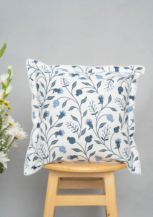 Blue Ruby 100% cotton floral cushion cover for sofa - Powder Blue-230854136