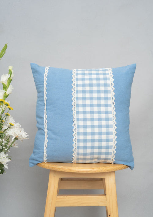 Heirloom 100% cotton embroidered decorative cushion cover for sofa - Powder Blue-230854160