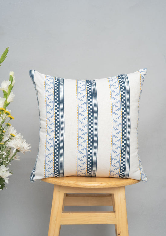 Oriental Stripes 100% cotton geometric cushion cover for sofa - Grey-230854135