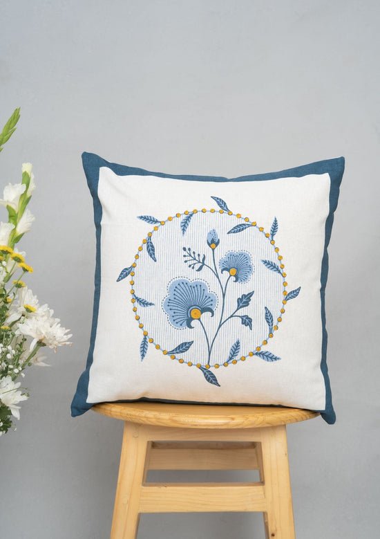 Mandalay Printed embroidered 100% cotton floral cushion cover for sofa-230854147